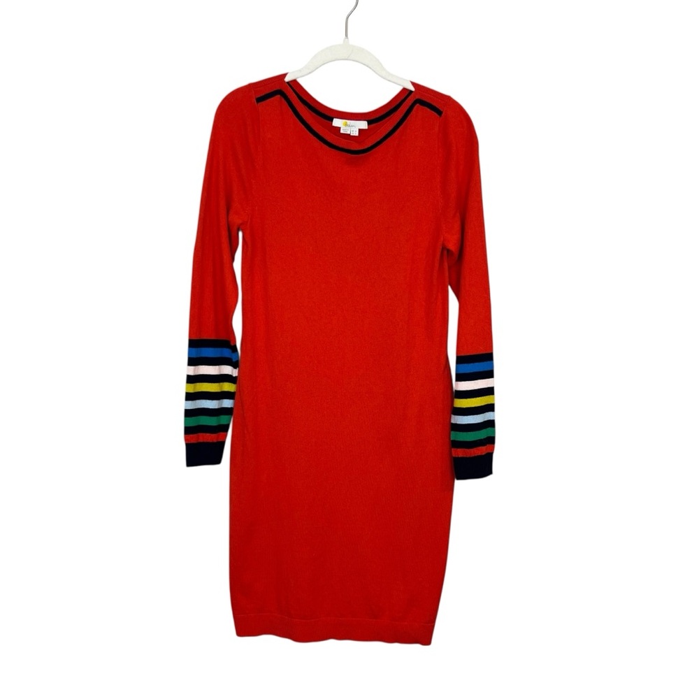 Boden Rainbow Stripe Alba Sweater Dress Red Orange US sz 4 - Picture 3 of 10